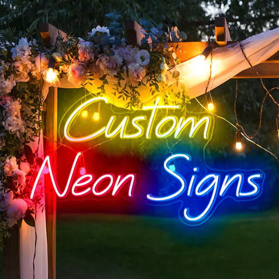 comprar Fonte de luz amarelo laranja verde de faixa acrílica Sala de festas Luz de casamento LED sinal de neon Fabricação em linha