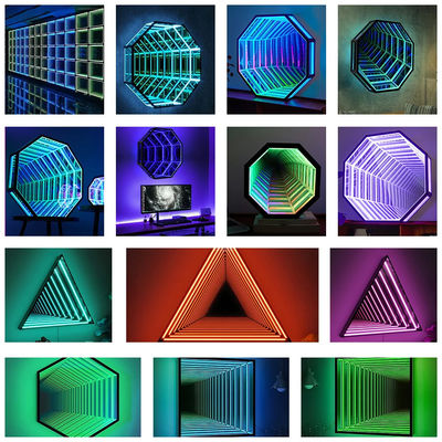 comprar 3D Mirror Neon Sign 220V Color Changing Neon Sign para área de entretenimento Fabricação em linha