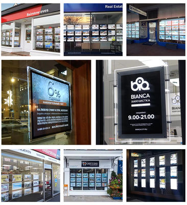 Display de cartaz acrílico Led Quadro de cartaz Led Caixa de luz de publicidade de cristal fino