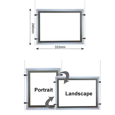 Snap Frame caixa de luz de cristal tamanho A4 display de janela de cristal