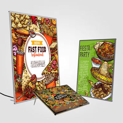 A4 Ultra Slim Alumínio Pôster de Filme Light Box Display de lado único Vertical e Horizontal Suspensão para vidro