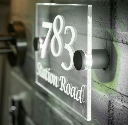 Número de casa acrílica de metal personalizado Tabuleiro de sinalização acrílico brilhante