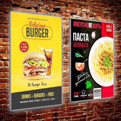 Quadro de cartazes de menus LED Caixa de luz publicitária para restaurantes Cafés Loja